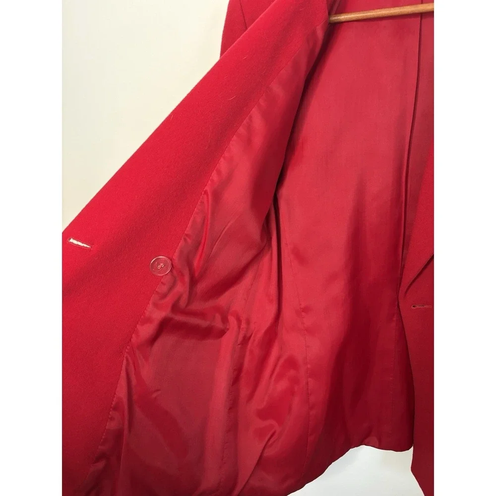 Vintage Talbots Red Wool Double Breasted Blazer Gold Buttons Women Size 8 - Picture 3 of 6
